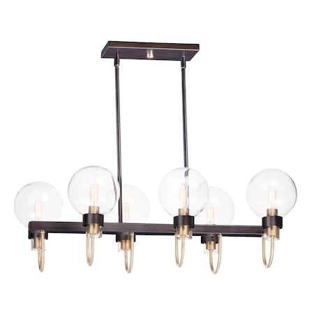 Bauhaus 6-Light 16 Wide Bronze / Satin Brass Linear Pendant